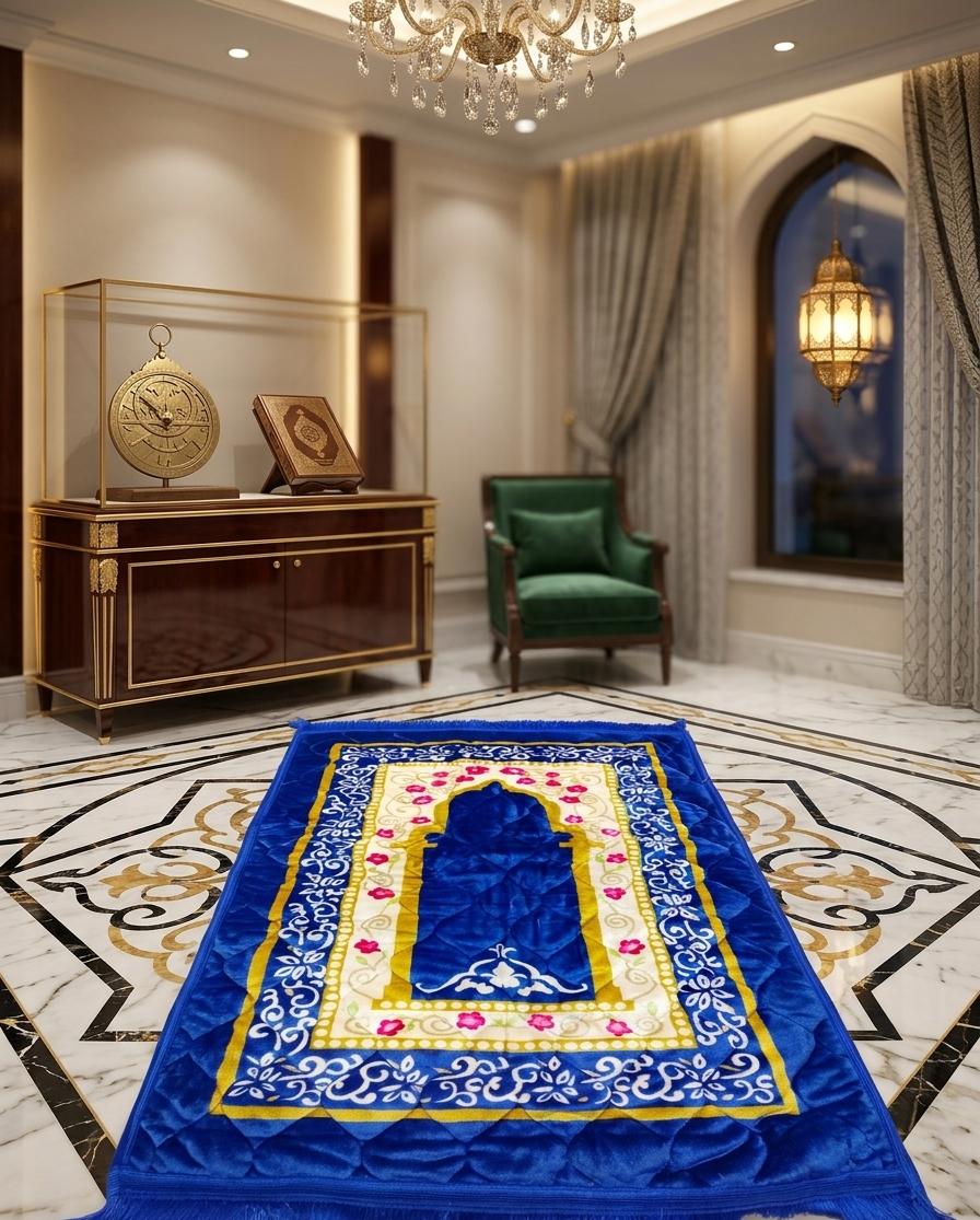 1 Piece Premium Velvet Foam Embossed Prayer Mat Large Size Soft Luxury Janamaz