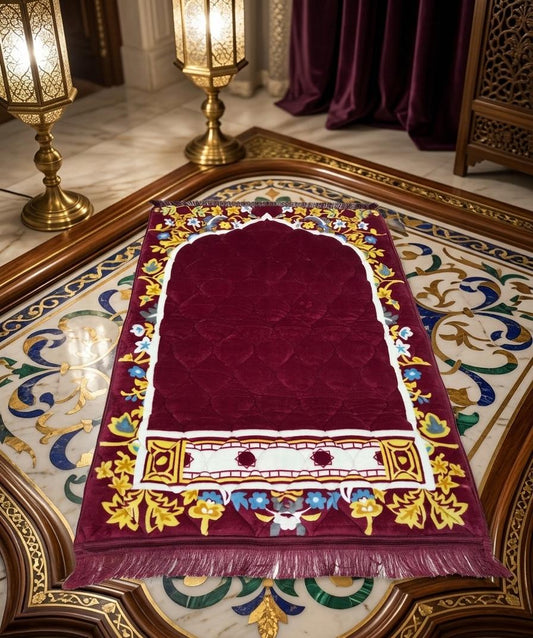 1 Piece Premium Velvet Foam Embossed Prayer Mat Large Size Soft Luxury Janamaz