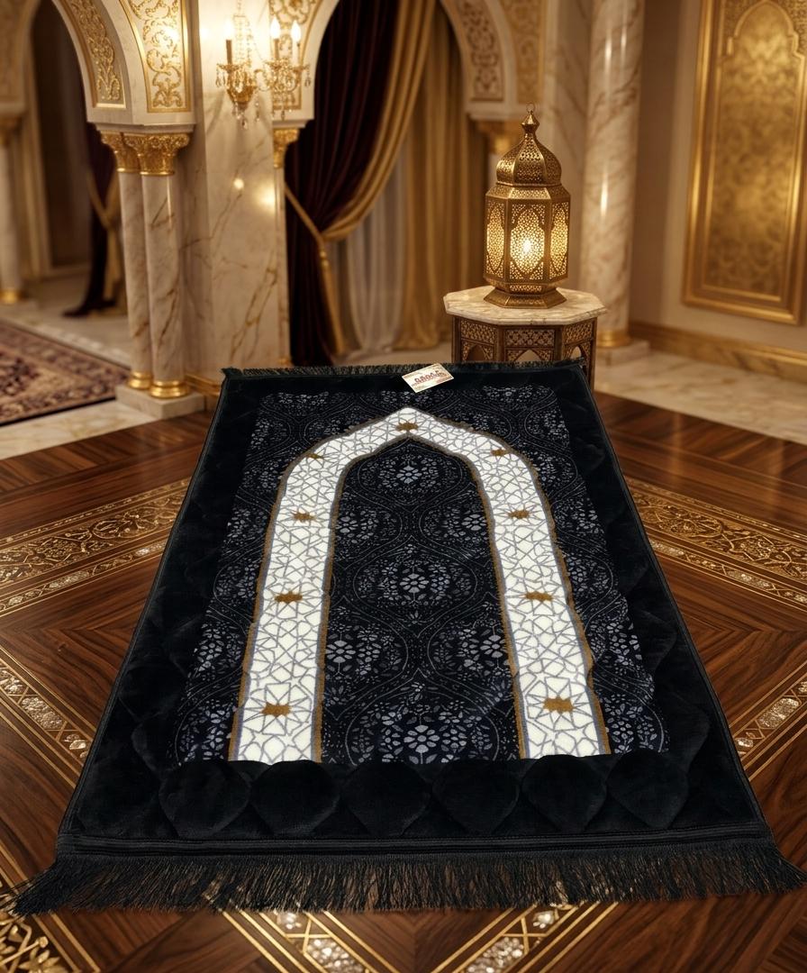 1 Piece Premium Velvet Foam Embossed Prayer Mat Large Size Soft Luxury Janamaz
