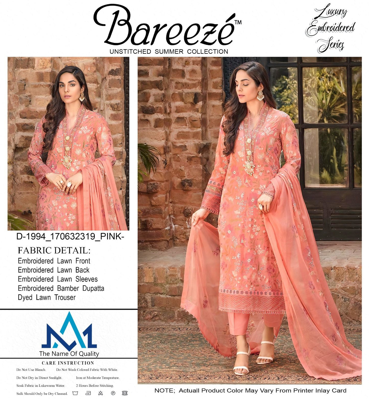 Breeze Summer Collection 2026 3PC Heavy Embroidered Lawn Suit – Code 1994