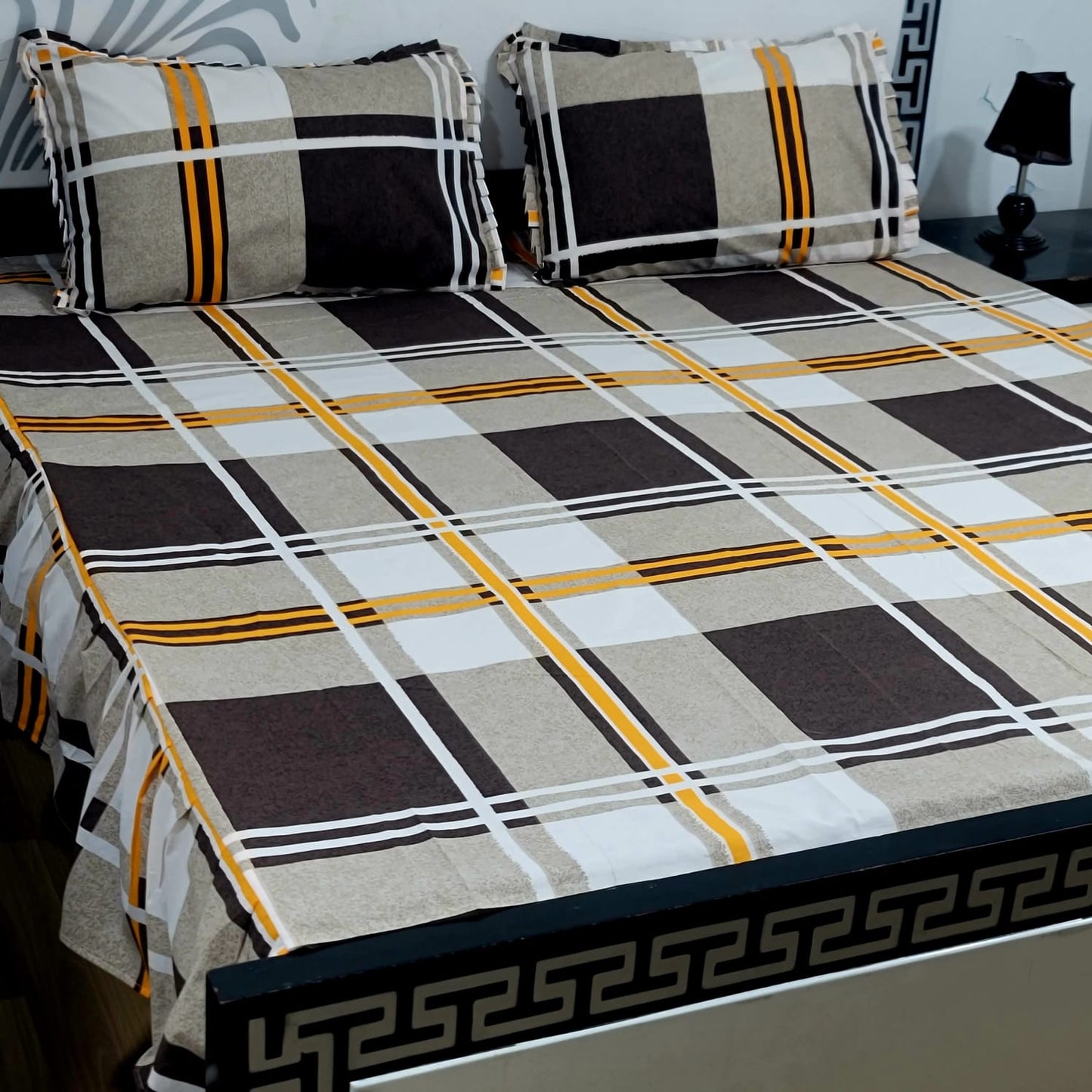 3-Piece Stitched 2-Sided Frill Bedsheet