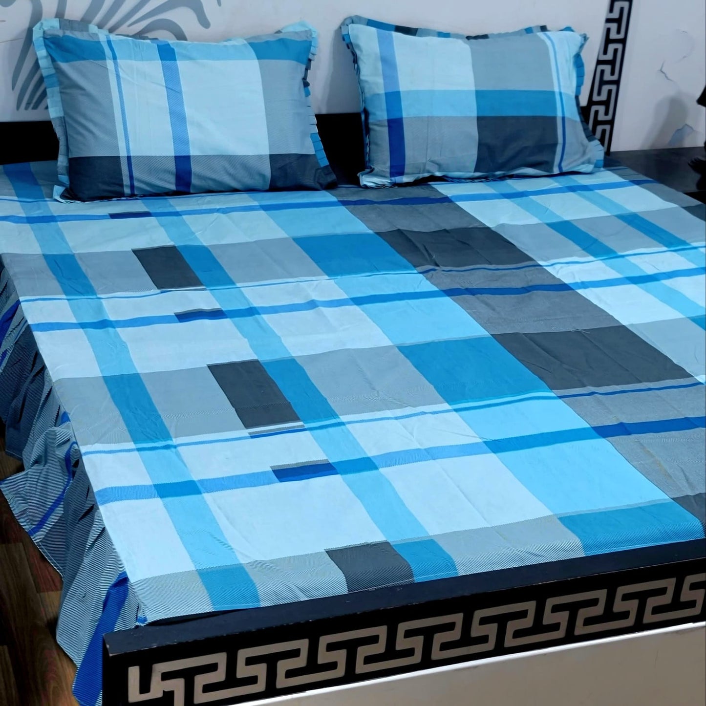 3-Piece Stitched 2-Sided Frill Bedsheet