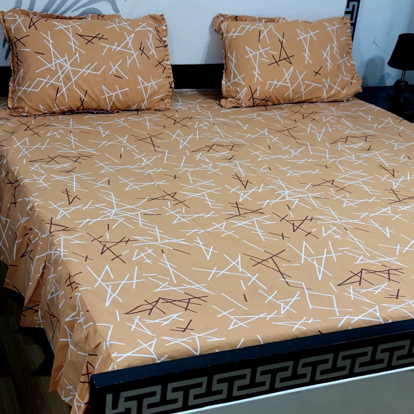 3-Piece Stitched 2-Sided Frill Bedsheet