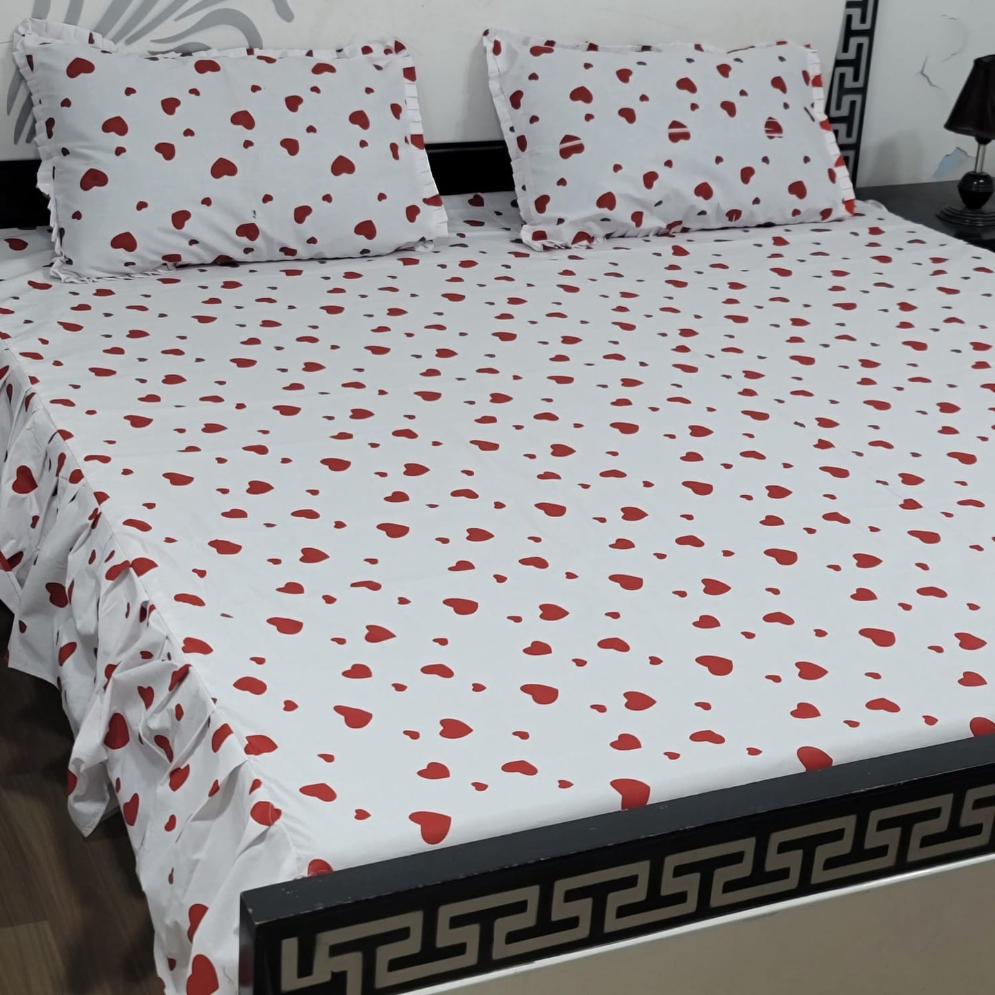 3-Piece Stitched 2-Sided Frill Bedsheet