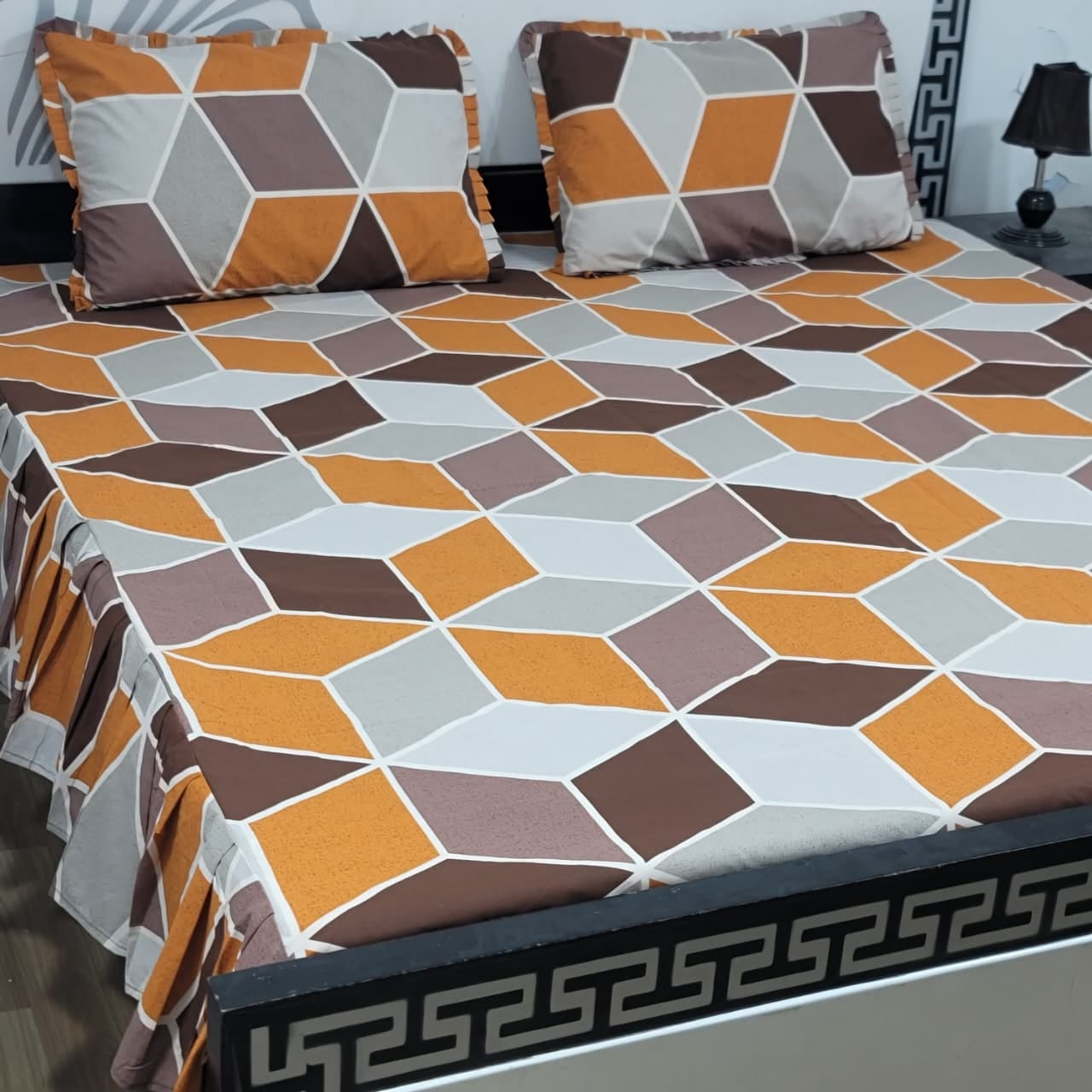 3-Piece Stitched 2-Sided Frill Bedsheet