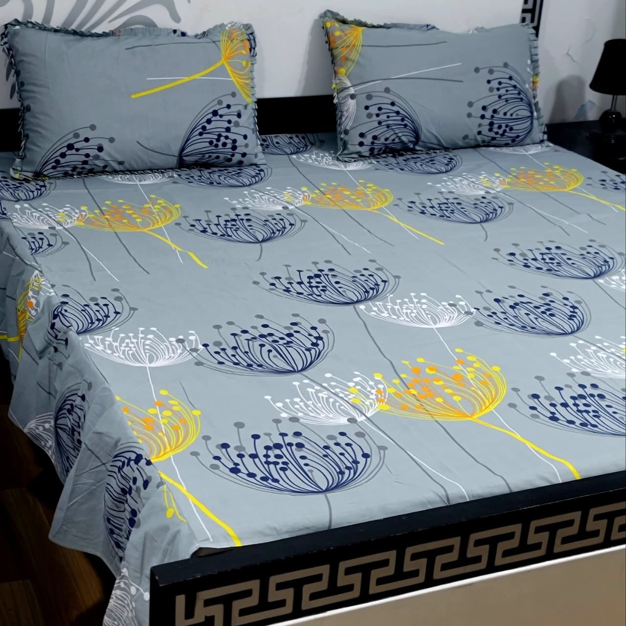 3-Piece Stitched 2-Sided Frill Bedsheet