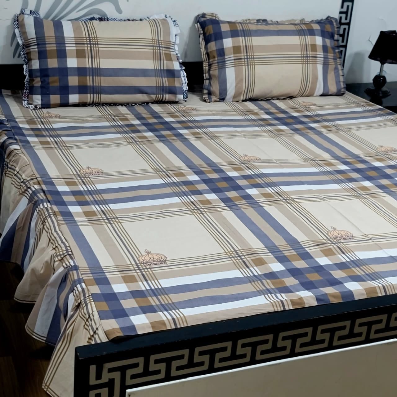 3-Piece Stitched 2-Sided Frill Bedsheet