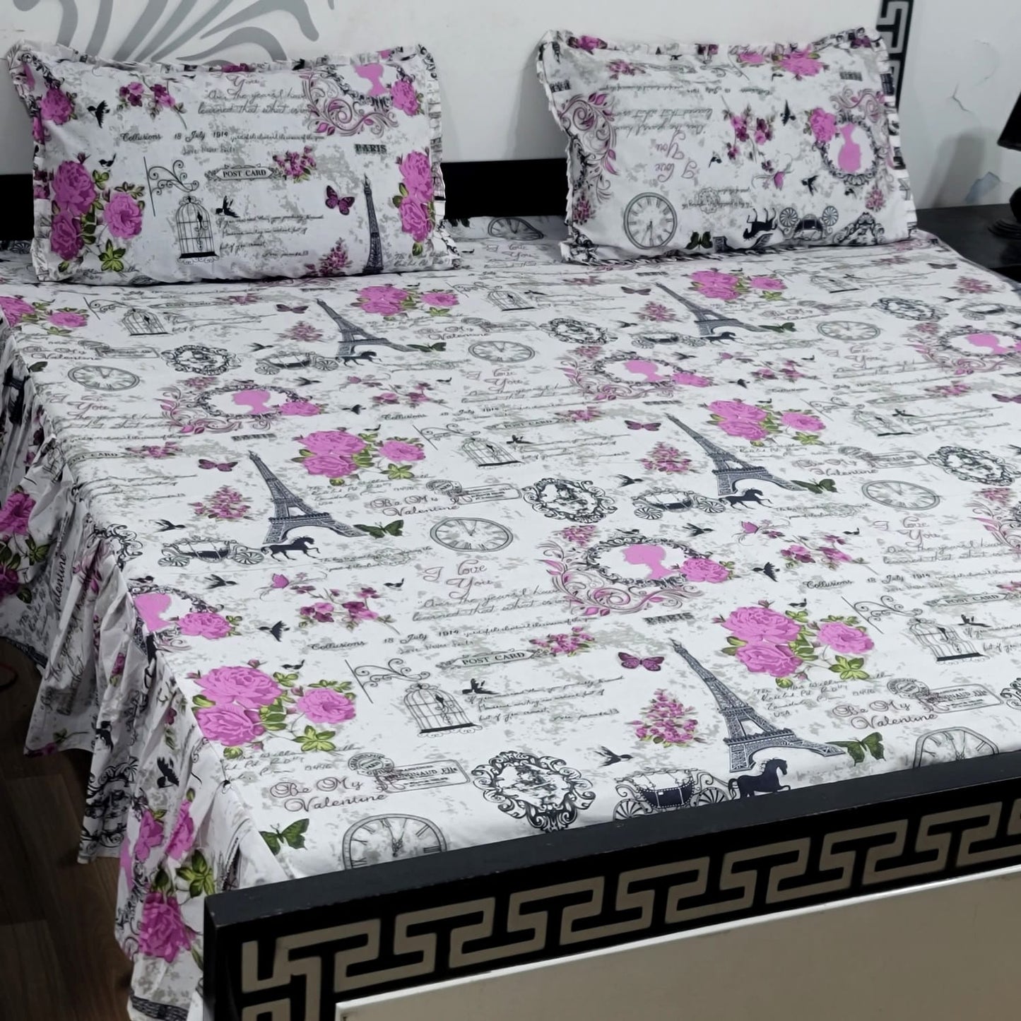 3-Piece Stitched 2-Sided Frill Bedsheet