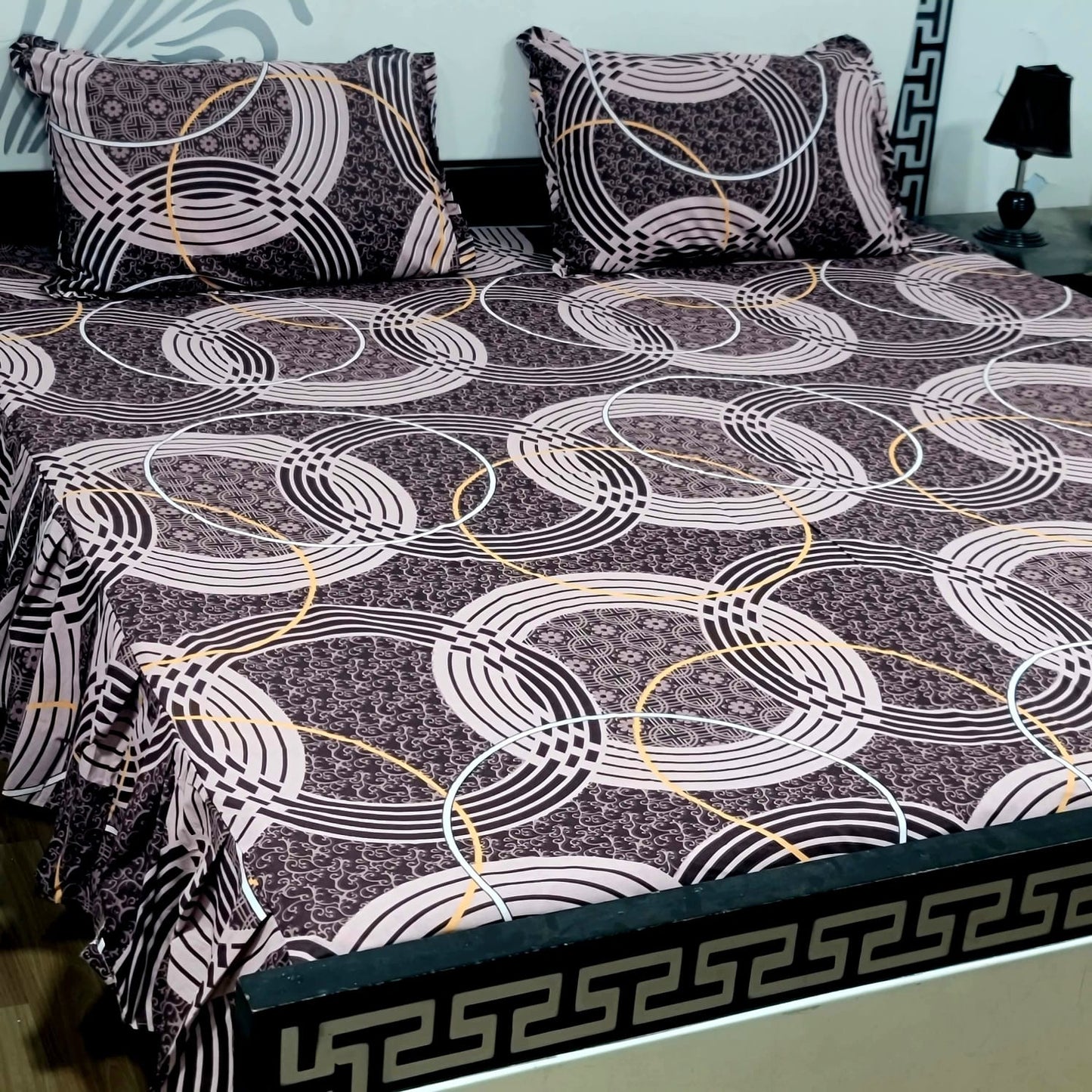 3-Piece Stitched 2-Sided Frill Bedsheet