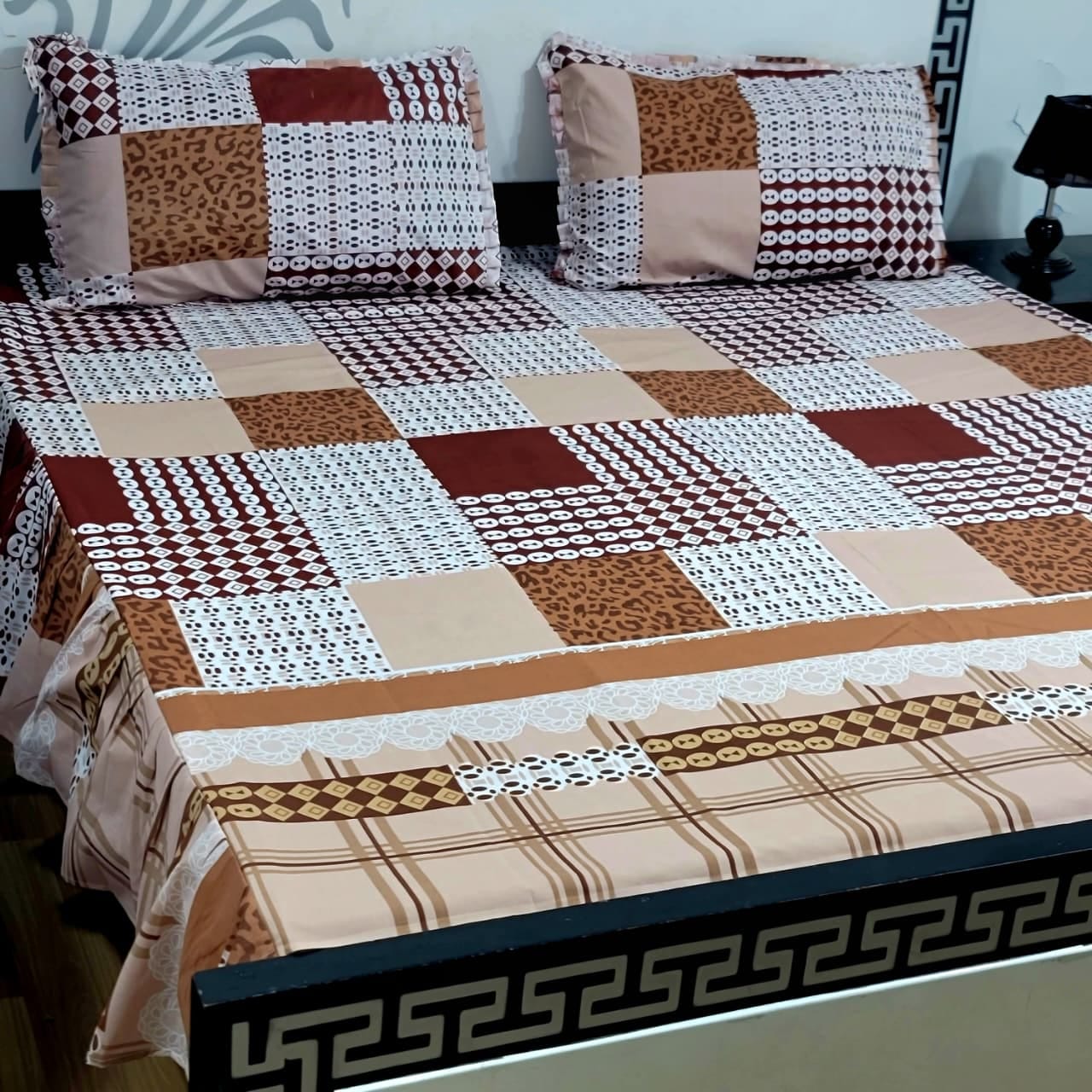 3-Piece Stitched 2-Sided Frill Bedsheet