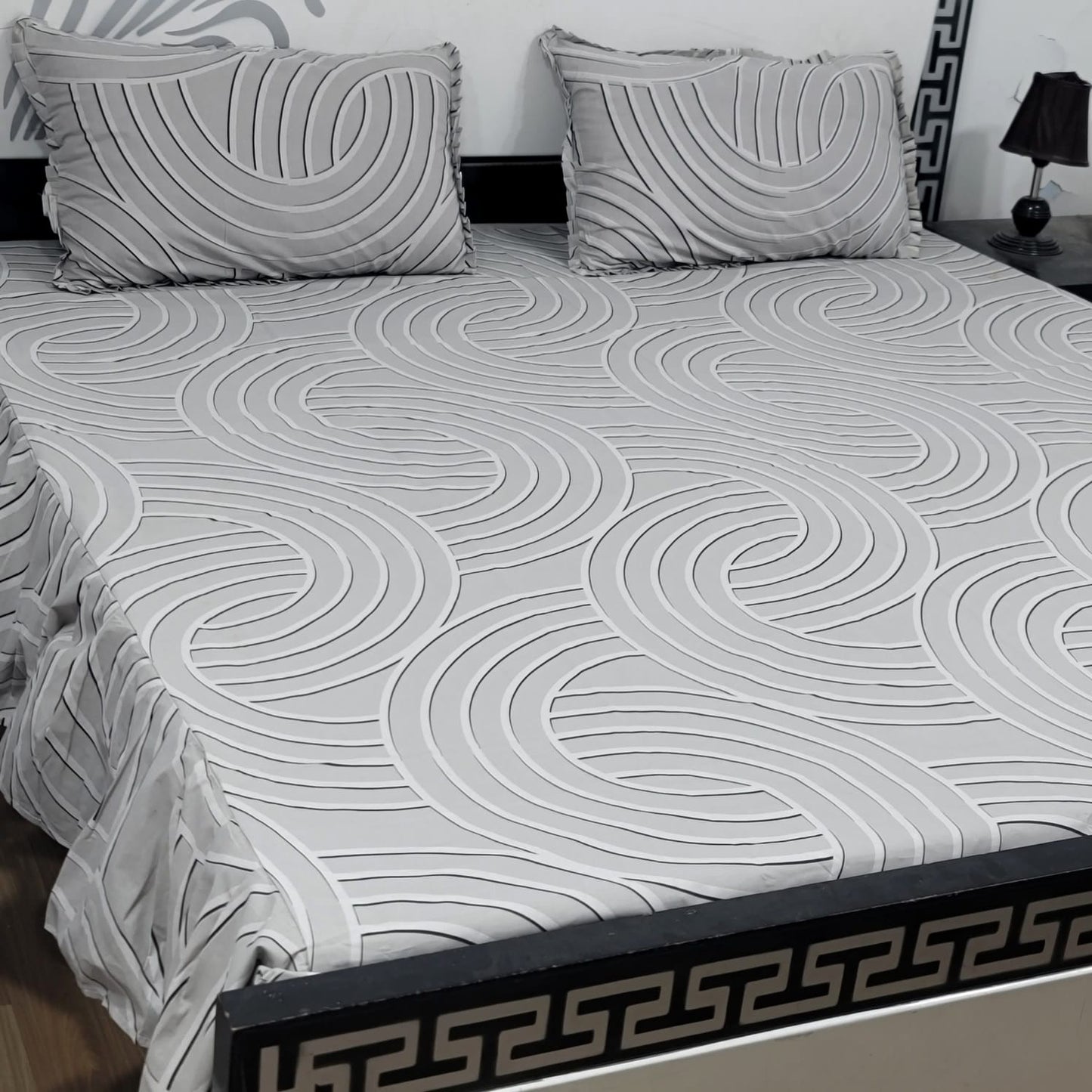 3-Piece Stitched 2-Sided Frill Bedsheet