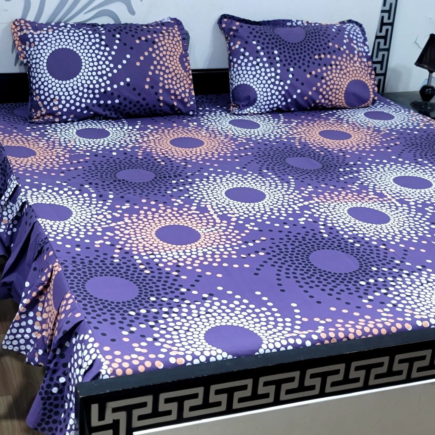 3-Piece Stitched 2-Sided Frill Bedsheet