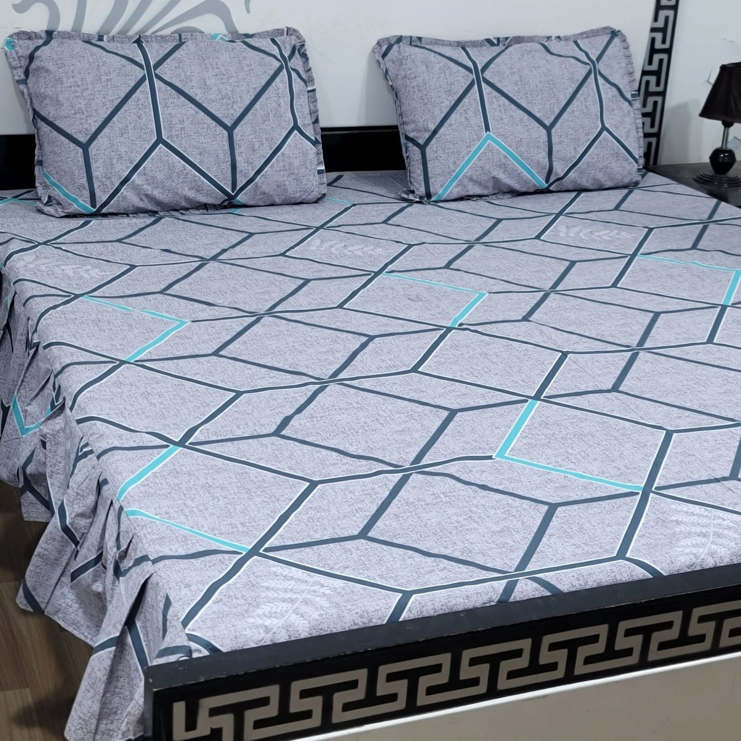 3-Piece Stitched 2-Sided Frill Bedsheet