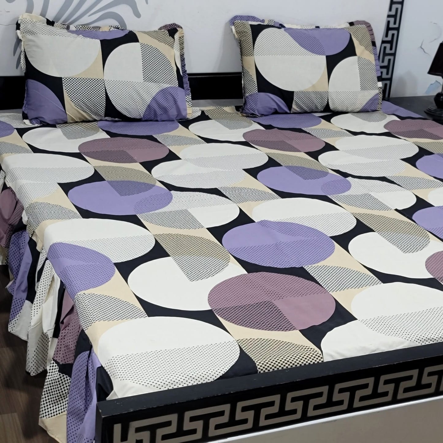 3-Piece Stitched 2-Sided Frill Bedsheet