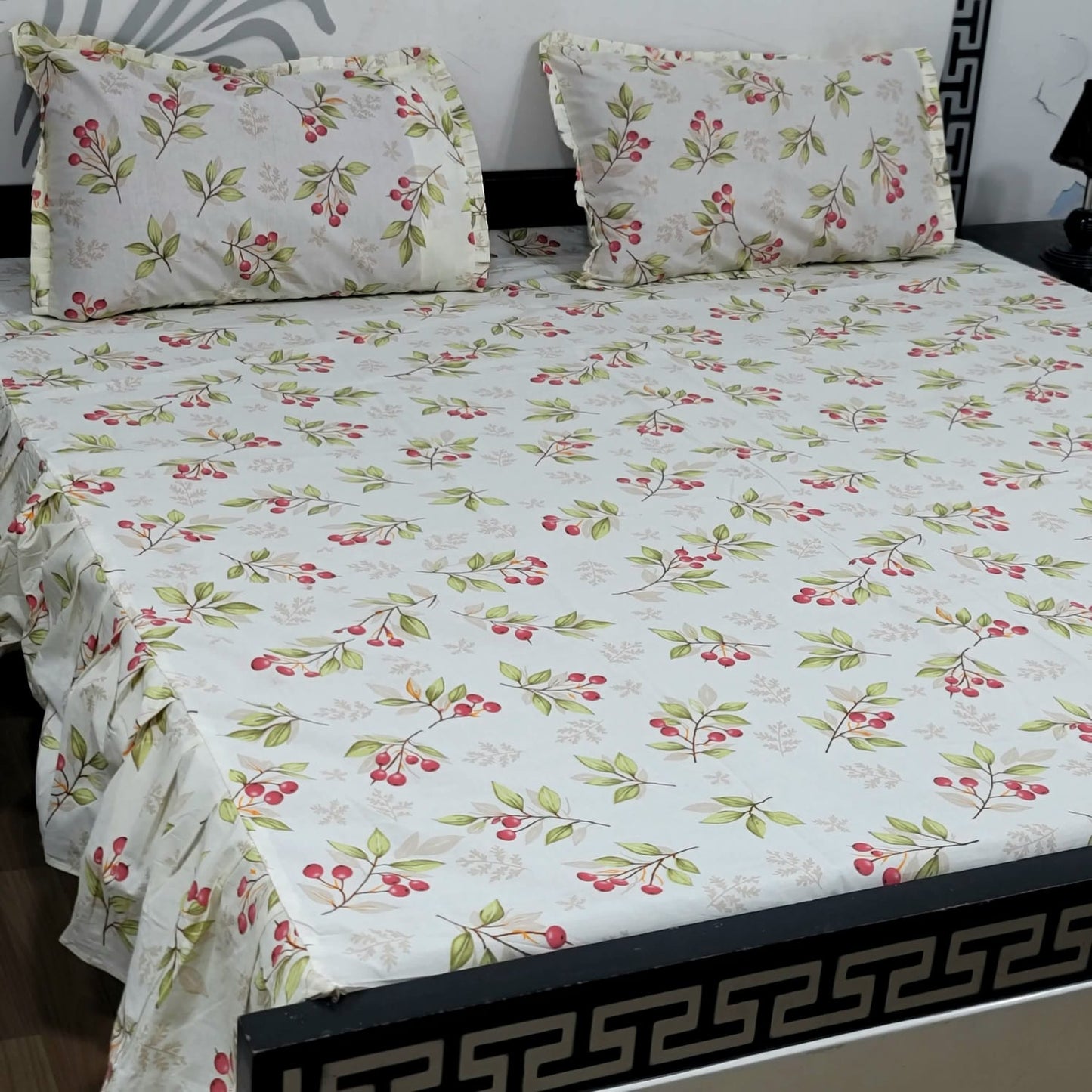 3-Piece Stitched 2-Sided Frill Bedsheet