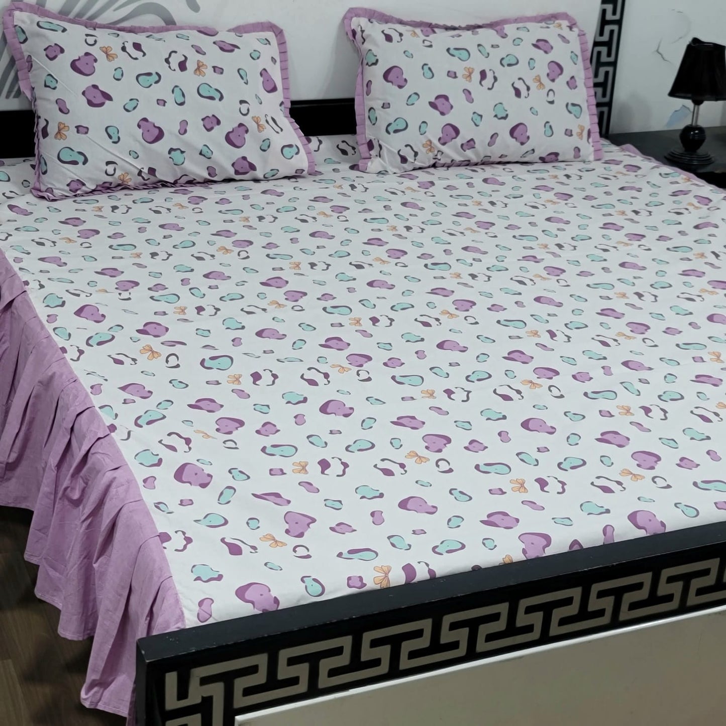 3-Piece Stitched 2-Sided Frill Bedsheet