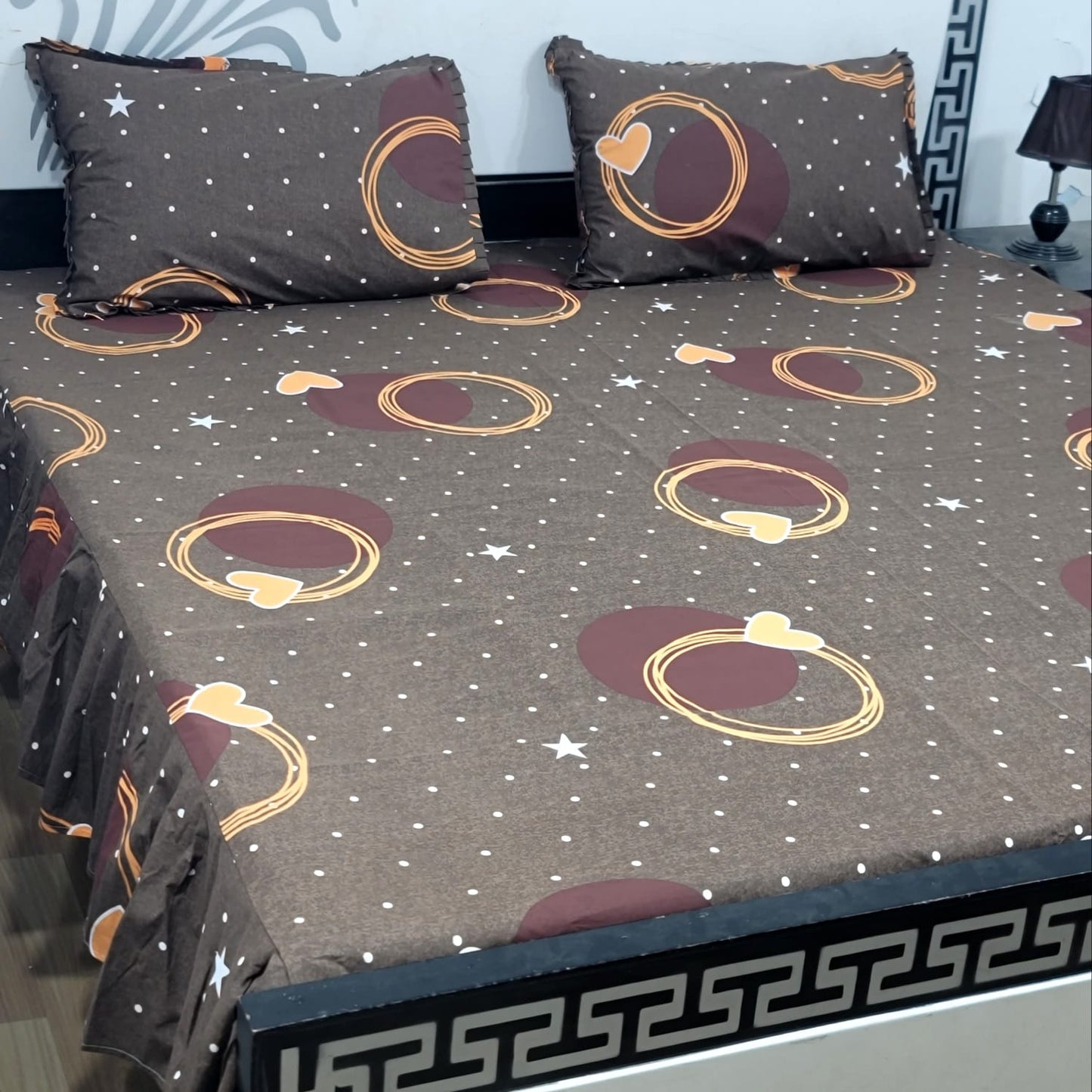 3-Piece Stitched 2-Sided Frill Bedsheet