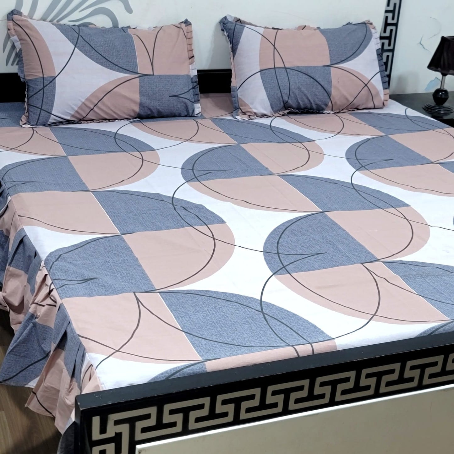 3-Piece Stitched 2-Sided Frill Bedsheet