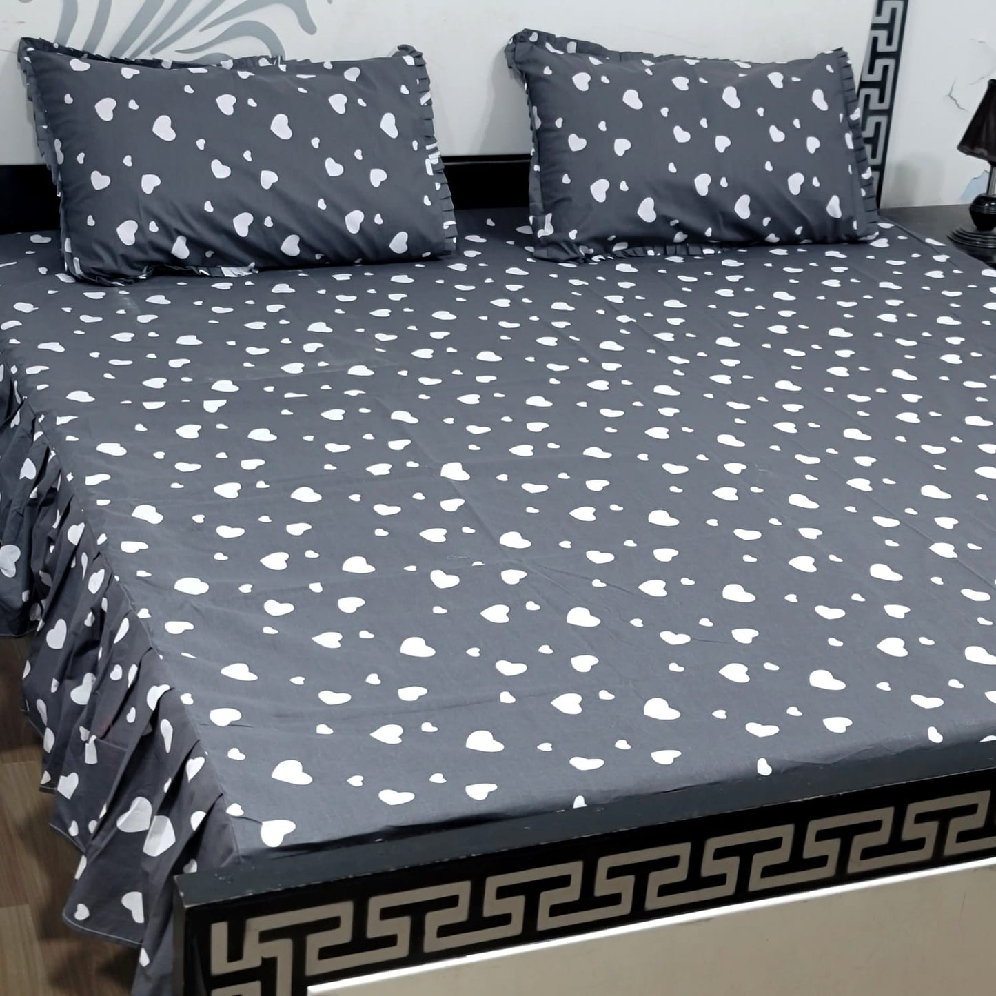 3-Piece Stitched 2-Sided Frill Bedsheet