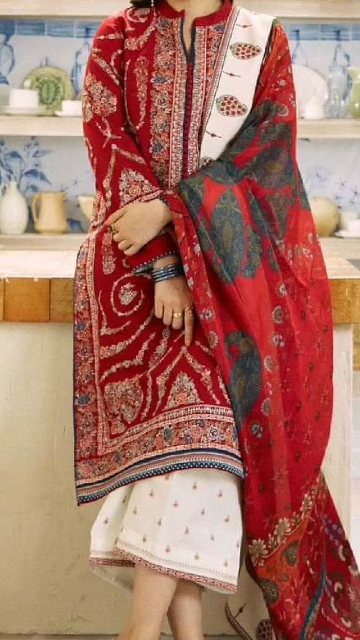 JAZMIN 26019 Red Embroidered Lawn 3 Piece Stitched Suit – Summer Collection 2026