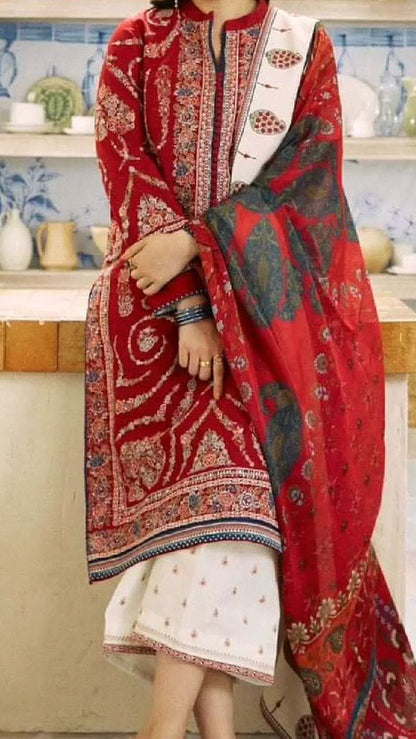 JAZMIN 26019 Red Embroidered Lawn 3 Piece Stitched Suit – Summer Collection 2026
