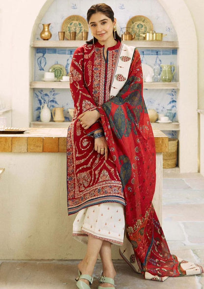 JAZMIN 26019 Red Embroidered Lawn 3 Piece Stitched Suit – Summer Collection 2026