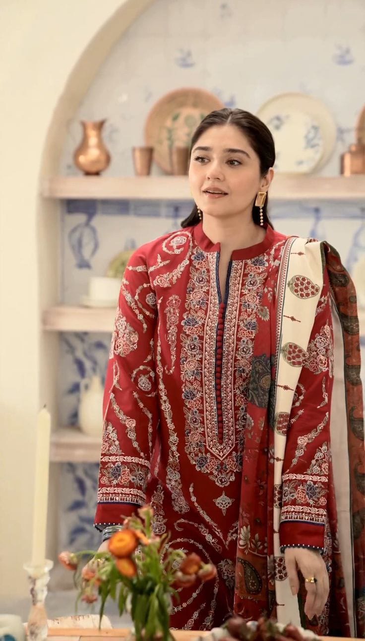 JAZMIN 26019 Red Embroidered Lawn 3 Piece Stitched Suit – Summer Collection 2026