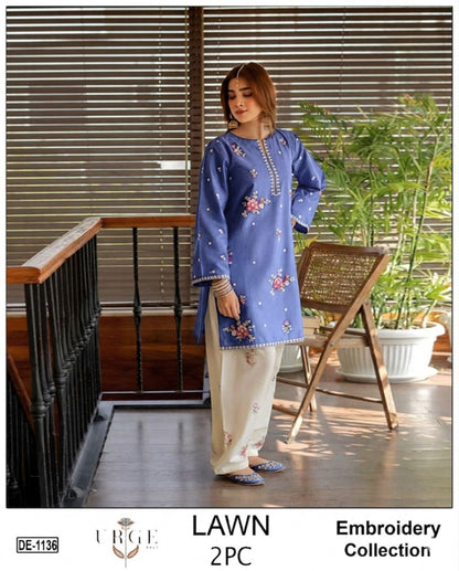 LaaM Summer Lawn Collection 2PC Embroidered Suit – Premium Quality 5.25 Meter Fabric