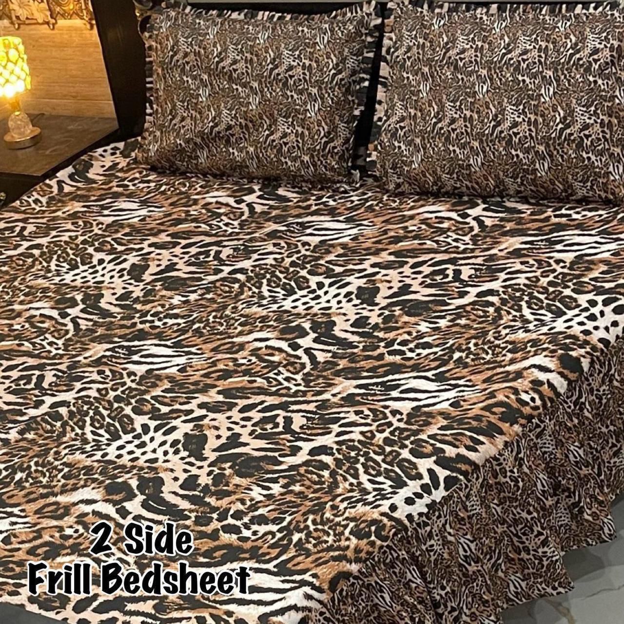 3Pc Luxury Frill Bedsheet Set – King Size | Soft Mix Cotton | 2-Sided Frill Pillow Covers