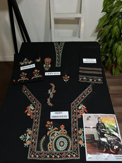 LaaM Summer Lawn Collection 2PC Embroidered Suit – Premium Quality 5.25 Meter Fabric
